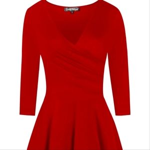 Women's Casual Dress Criss-Cross V-Neck Flare Midi Dress/ faux wrap dress